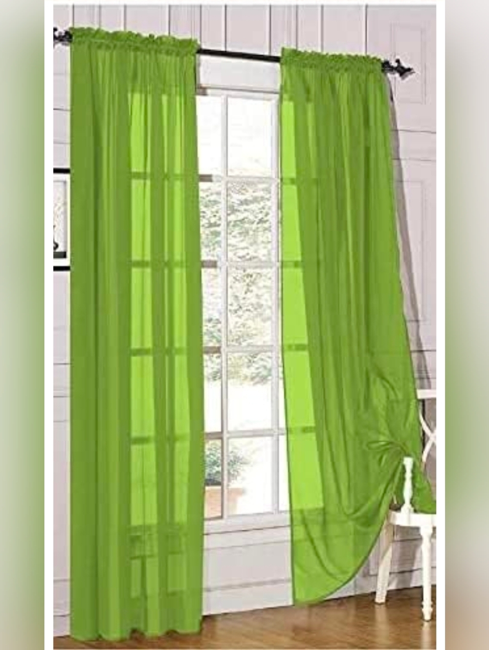 Sheer window curtains set of 2